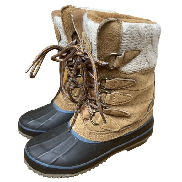 Khombu Womens Insulated Duck Snow Boots Size 6M Leather Cozy Winter Footwear - Picture 2 of 11